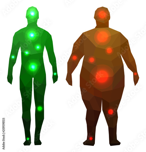 Healthy people, thin thick, vector illustration