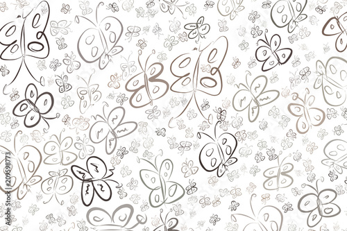 Abstract butterfly illustrations background. Cartoon, template, digital & sketch.