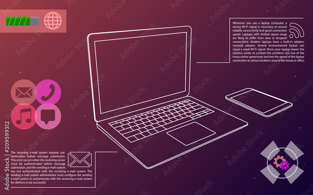 Contour notebook, smartphone infographic vector Contour notebook, smartphone infographic vector