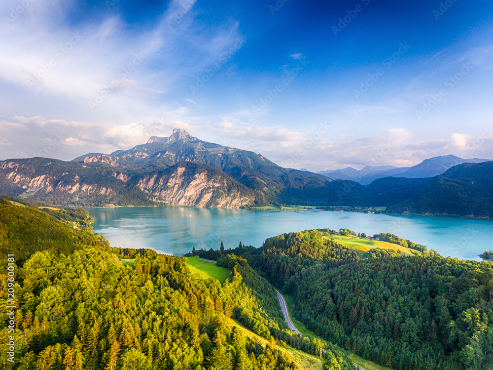 Fototapeta premium Schafberg and Lake Mondsee in Salzkammergut, Austria