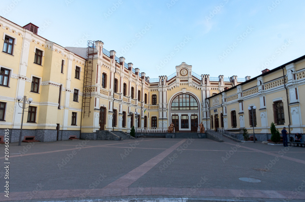 Inner courtyard at the station. Train Station. Kazatin, Ukraine.