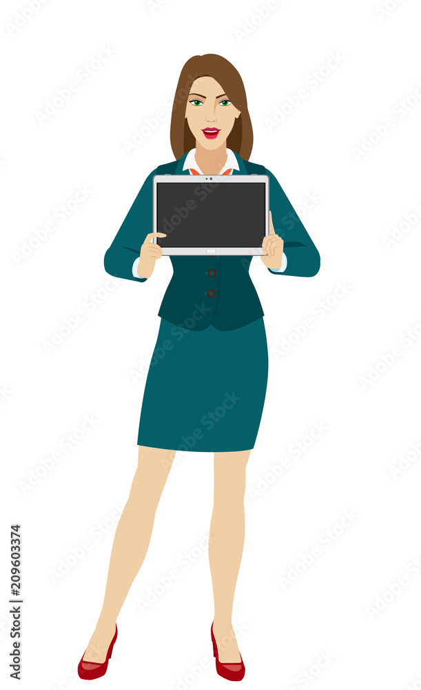 Businesswoman showing blank digital tablet PC Businesswoman showing blank digital tablet PC