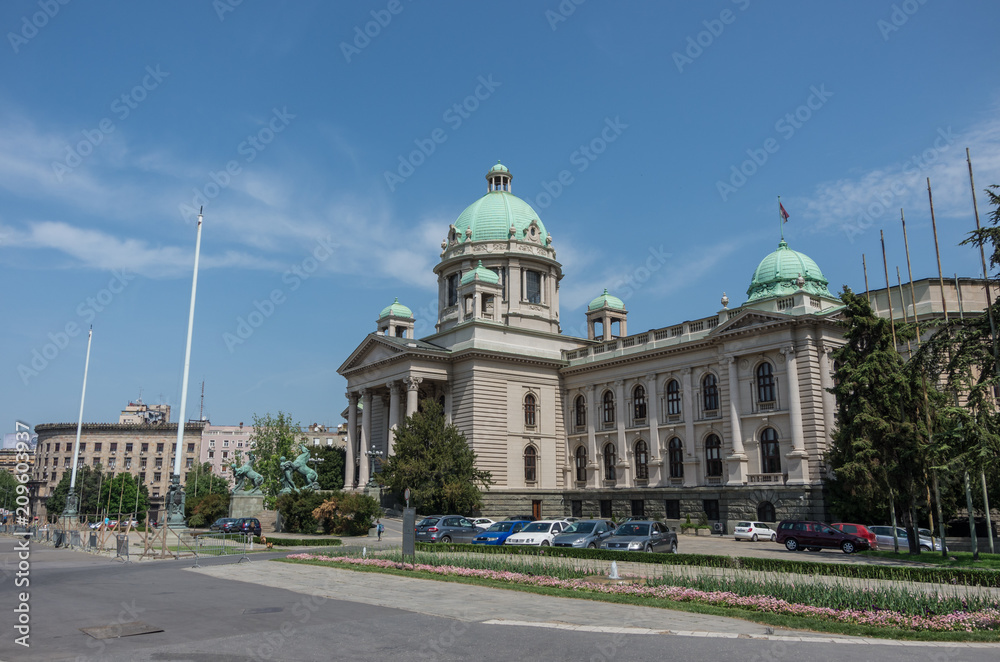 The House of the National Assembly of Serbia is located on Nikola Pasic Square,  Belgrade, Serbia