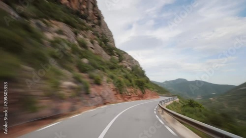 Car driving in mountain road Montserrat Catalonia Spain photo