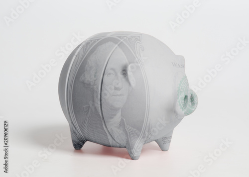 Εκτύπωση καμβά Piggy bank with portrait of George Washington one U