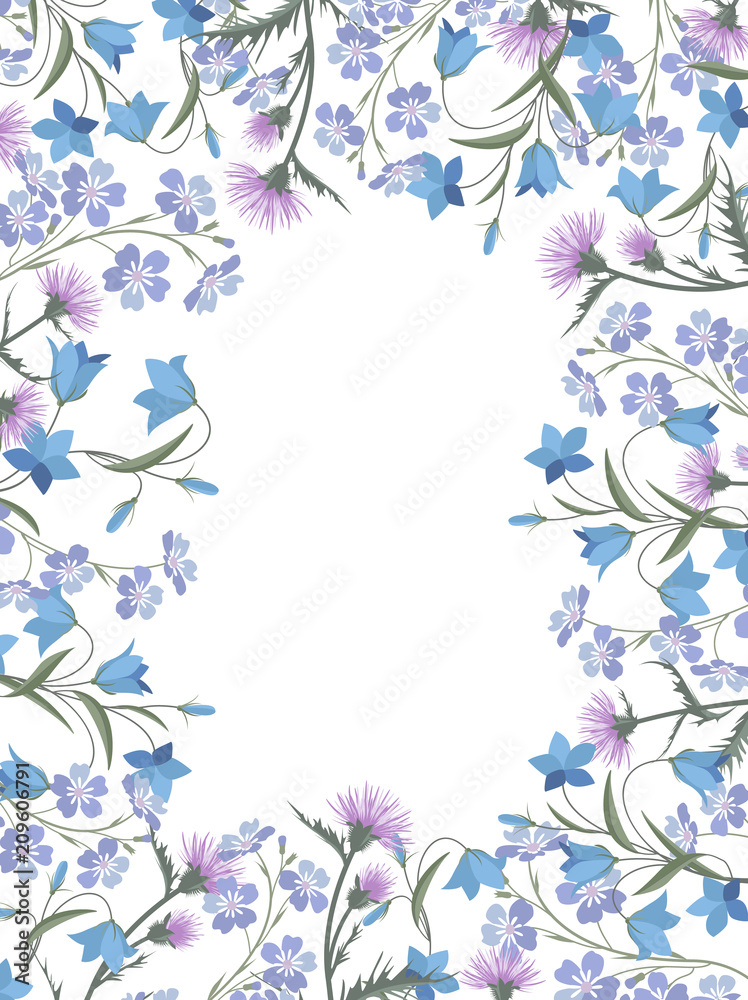 Vector illustration of colorful flowers. Floral decorations on a white background.