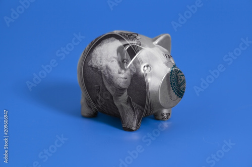 Φωτογραφία Piggy bank with portrait of George Washington one U