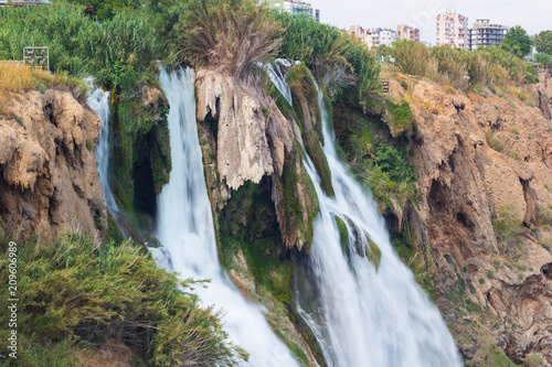 Beautiful waterfall Duden runs into the sea in Antalya from Turkey © Egor