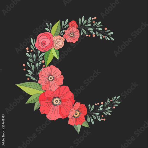 Hand drawn vector illustration - moon sign