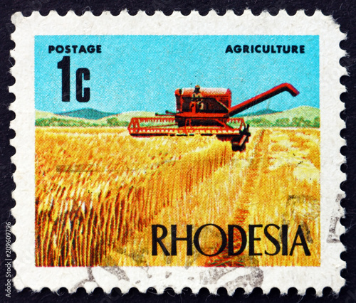 Postage stamp Rhodesia 1970 Wheat Harvest photo