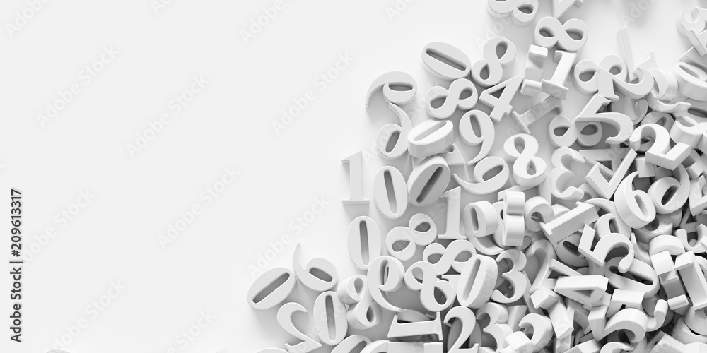 Infinite random numbers, original 3d rendering background, technology and science concepts - obrazy, fototapety, plakaty 
