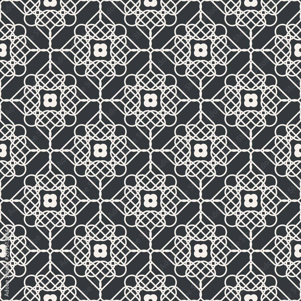 Flower lace line seamless abstract pattern monochrome or two colors vector