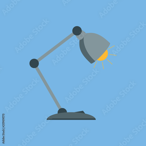 Table lamp in a flat style. Desk lamp icon. Fully editable vector image