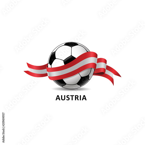 Football ball with austria flag colorful trail. Vector illustration design for soccer football championship, tournaments, games. Element for invitations, flyers, posters, cards, webdesign