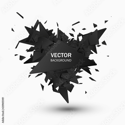 Black explosion. Abstract geometric background. Vector illustration
