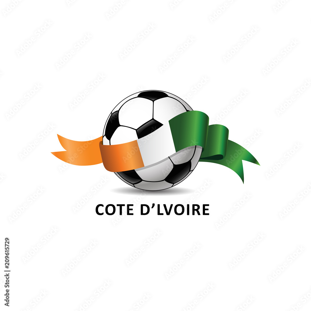 Obraz premium Football ball with cote d'lvoire flag colorful trail. Vector illustration design for soccer football championship, tournaments, games. Element for invitations, flyers, posters, cards, webdesign