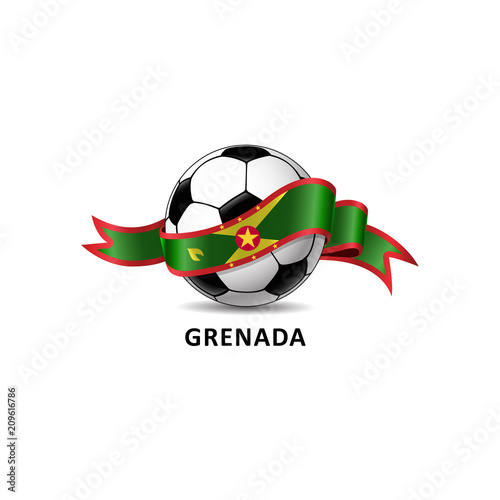 Football ball with grenada flag colorful trail. Vector illustration design for soccer football championship, tournaments, games. Element for invitations, flyers, posters, cards, webdesign