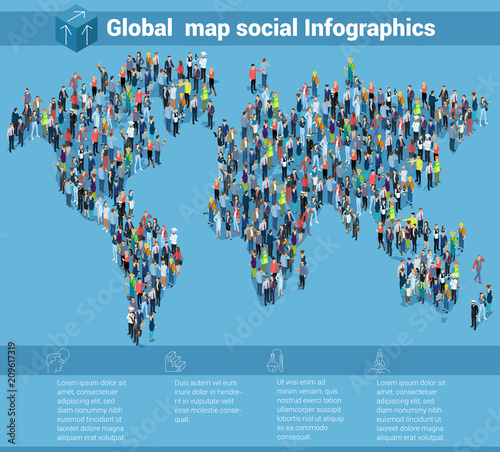 Global world isometric map.