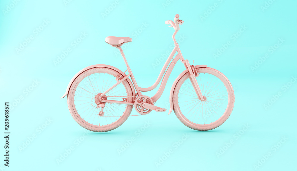 3d Pink bicycle.