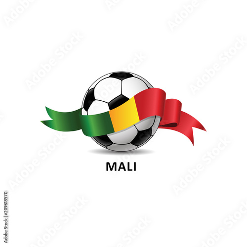 Football ball with mali  flag colorful trail. Vector illustration design for soccer football championship, tournaments, games. Element for invitations, flyers, posters, cards, webdesign