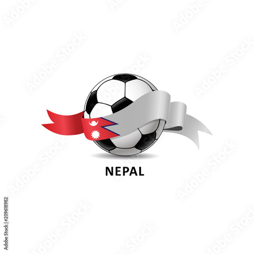 Football ball with nepal  flag colorful trail. Vector illustration design for soccer football championship, tournaments, games. Element for invitations, flyers, posters, cards, webdesign