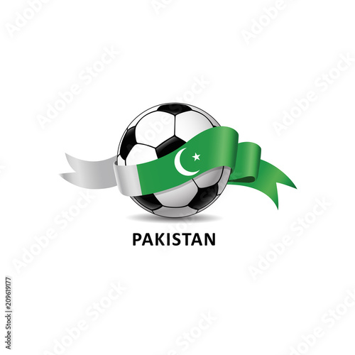 Football ball with pakistan flag colorful trail. Vector illustration design for soccer football championship, tournaments, games. Element for invitations, flyers, posters, cards, webdesign
