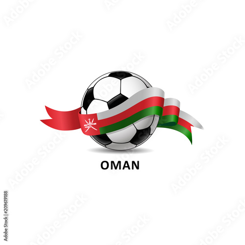 Football ball with oman flag colorful trail. Vector illustration design for soccer football championship, tournaments, games. Element for invitations, flyers, posters, cards, webdesign