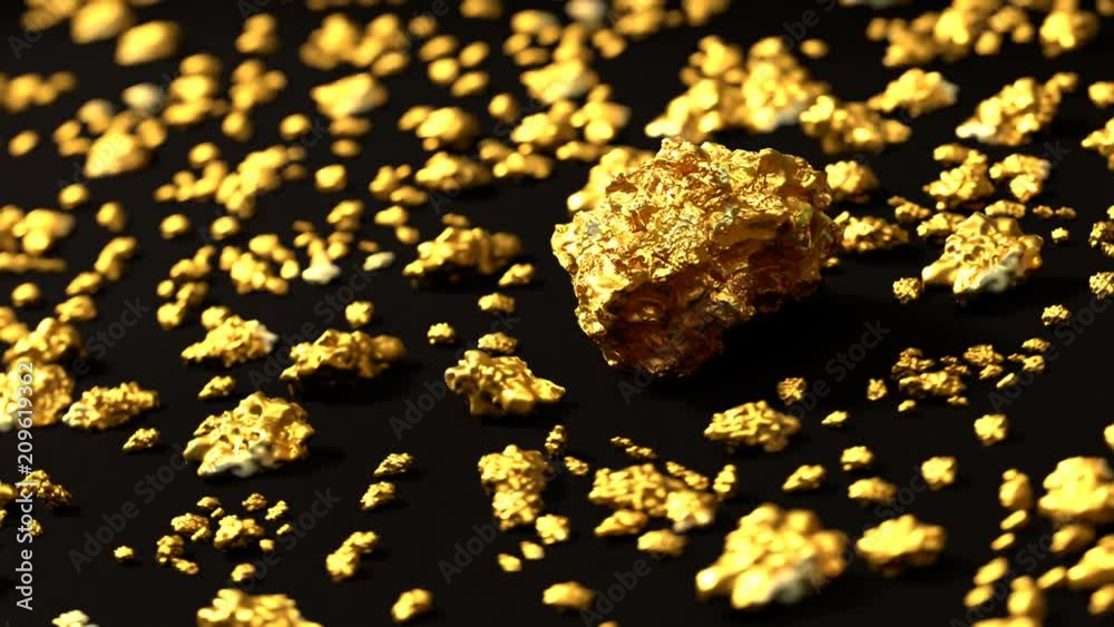 Gold nuggets on round-table. Wealth, treasure, fortune, success background. Gold nuggets on round-table. Wealth, treasure, fortune, success background.
