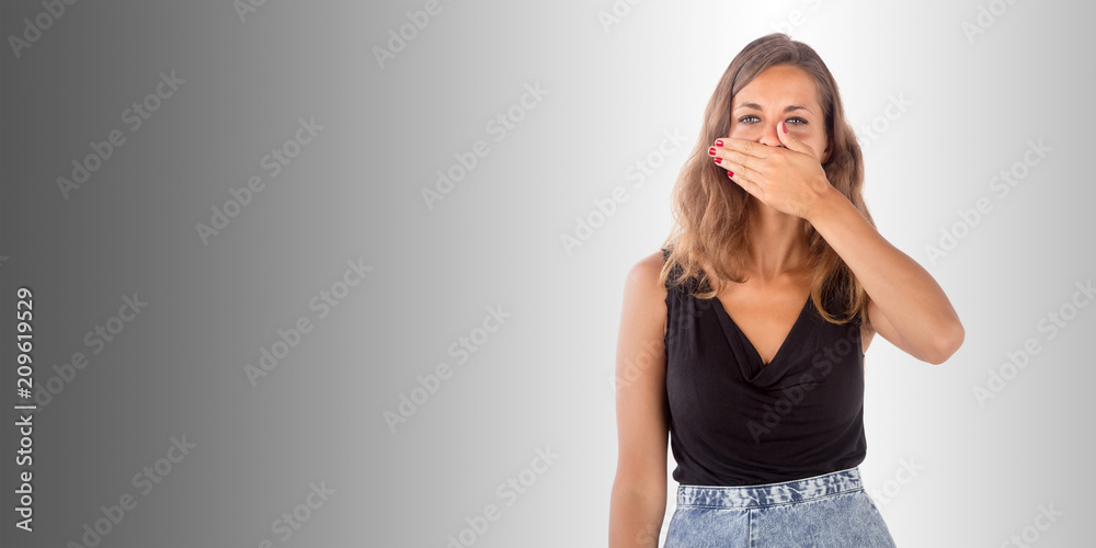 Young beautiful lady isolated on a colored background