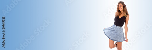 Young beautiful lady isolated on a colored background