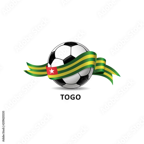 Football ball with togo flag colorful trail. Vector illustration design for soccer football championship, tournaments, games. Element for invitations, flyers, posters, cards, webdesign