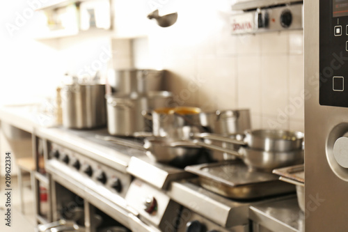 Blurred view of restaurant kitchen
