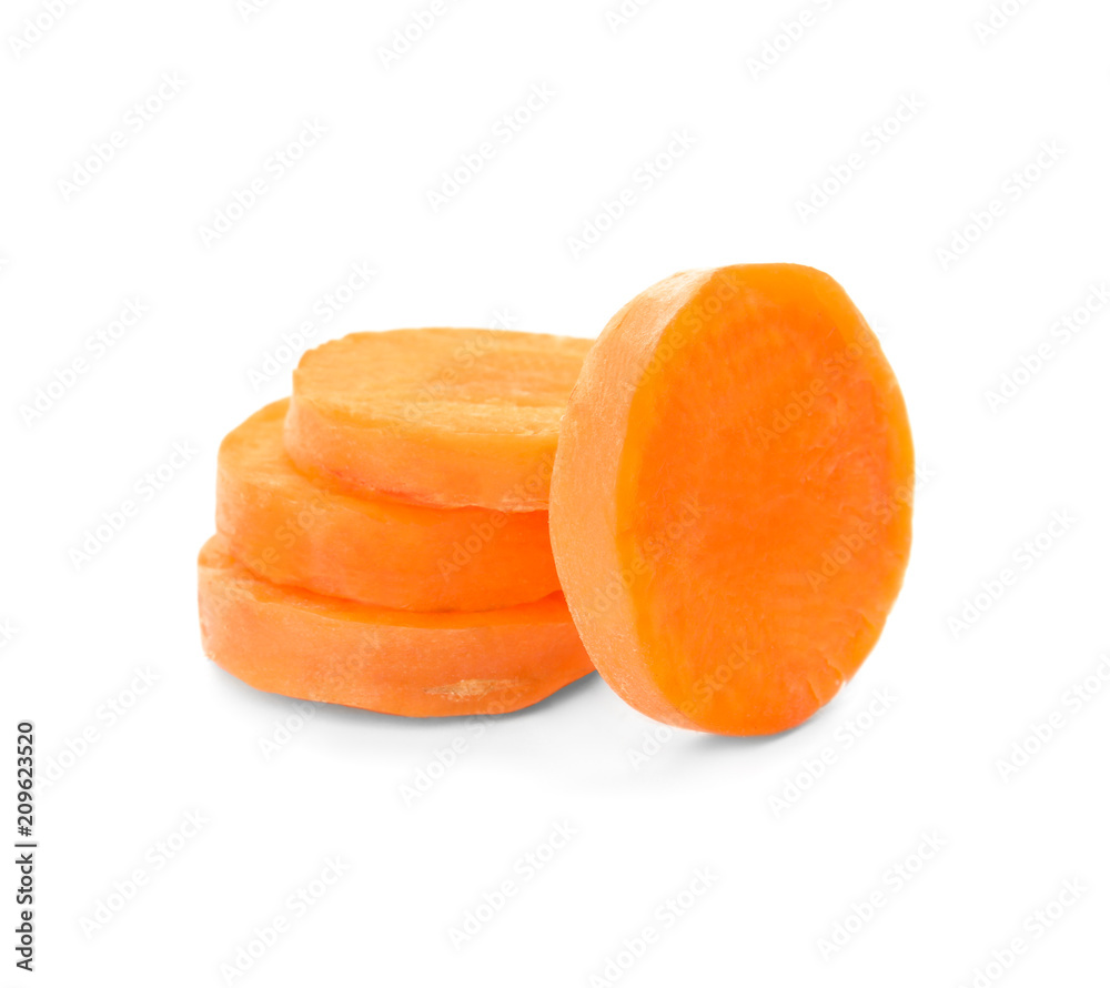 Ripe sliced carrot on white background Ripe sliced carrot on white background