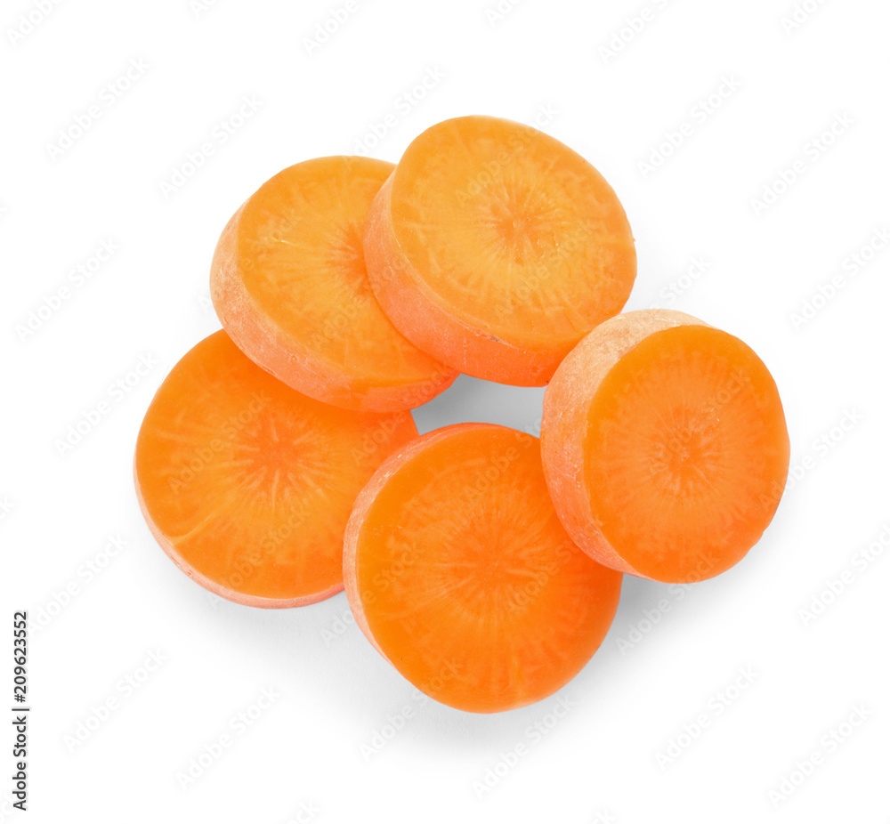 Ripe sliced carrot on white background Ripe sliced carrot on white background