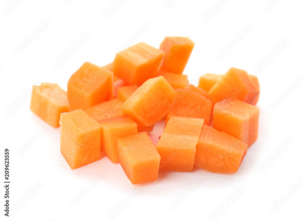 Ripe chopped carrot on white background Ripe chopped carrot on white background