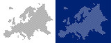 Dotted Europe map. Vector geographic map on white and blue backgrounds. Vector concept of Europe map constructed of round points.