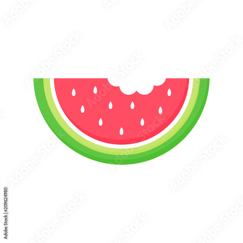 Summer watermelon vector graphic icon for web, logo and other designs. Juicy red watermelon with white seeds.