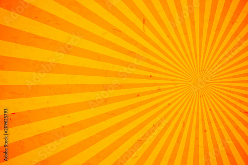 Bright orange and yellow rays vector background 