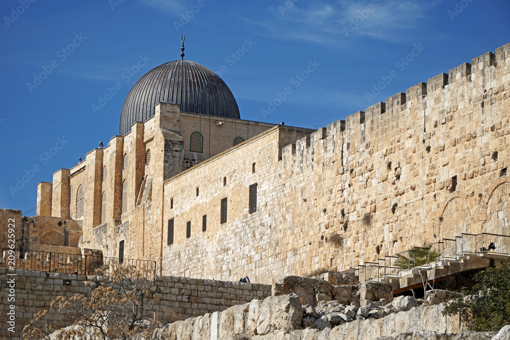 Al Aqsa mosque, Jerusalem, fron outside the city walls