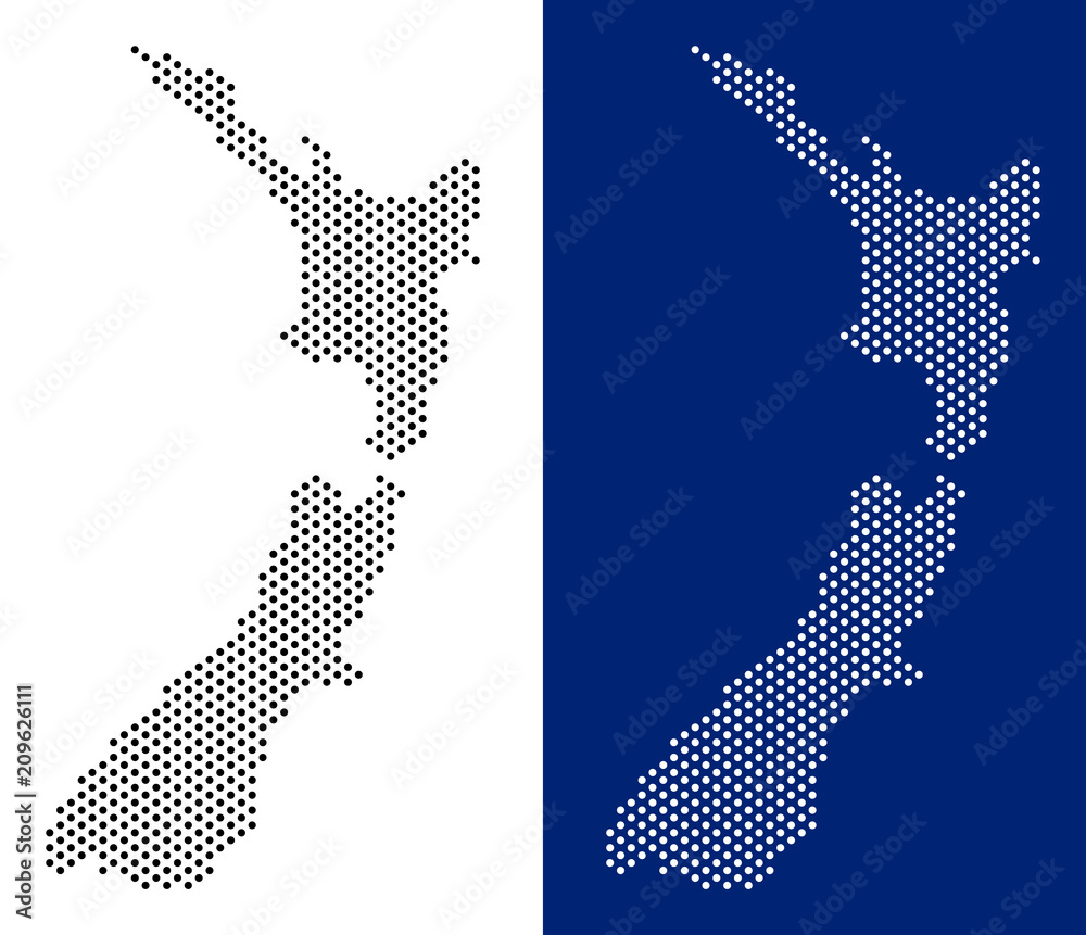 Vecteur Stock Dot New Zealand map. Vector geographic map on white and ...