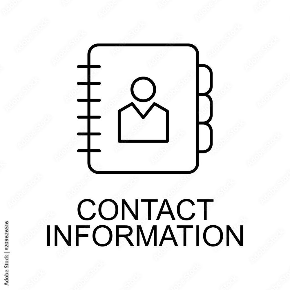 Fototapeta premium contact information line icon. Element of human resources signs with name for mobile concept and web apps. Thin line contact information line icon can be used for web and mobile