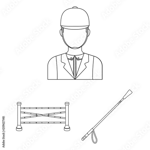 Hippodrome and horse outline icons in set collection for design. Horse Racing and Equipment vector symbol stock web illustration.