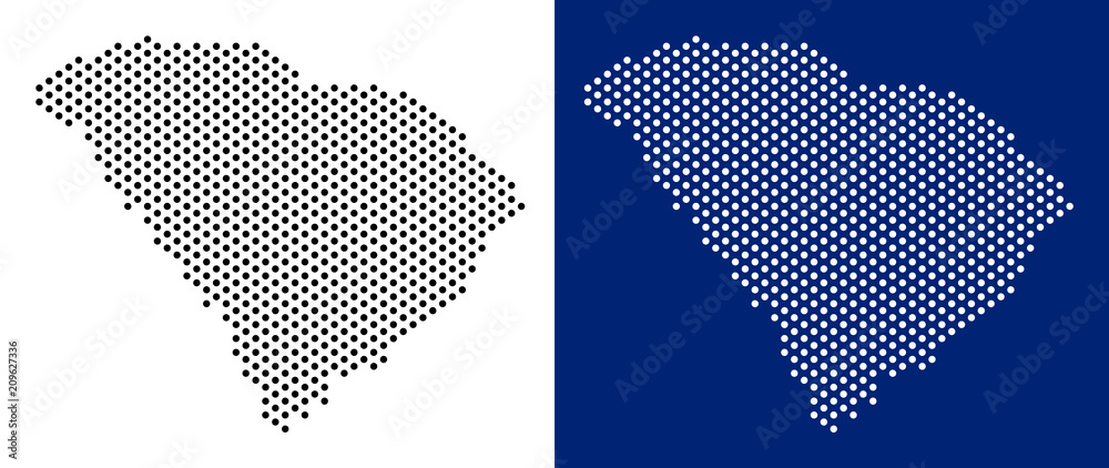 Pixel South Carolina State map. Vector geographic map on white and blue ...