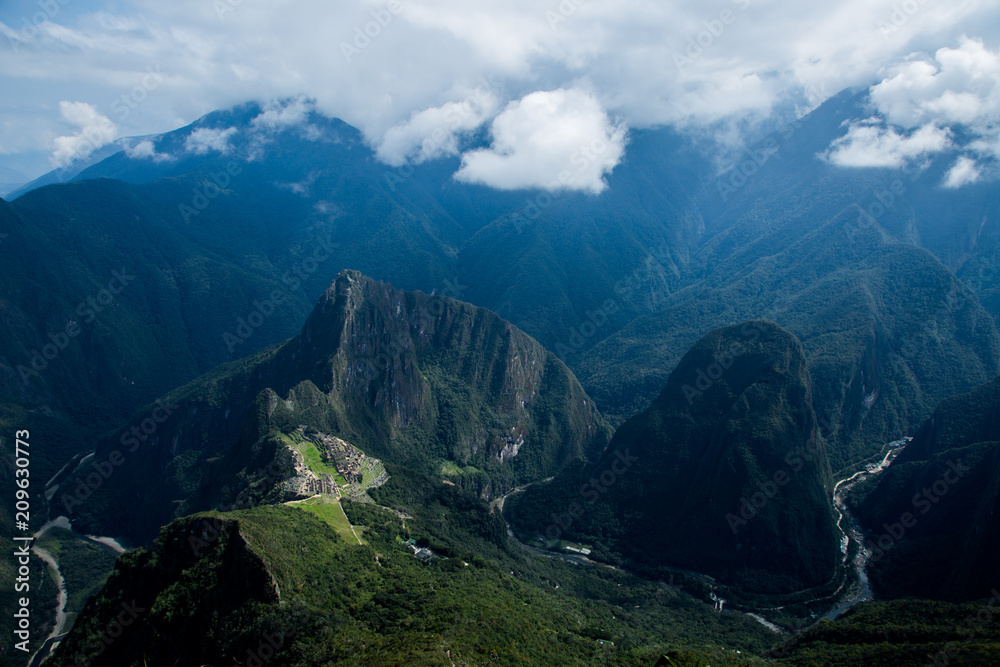 Machu Picchu and Aguas Calientes from above Machu Picchu and Aguas Calientes from above