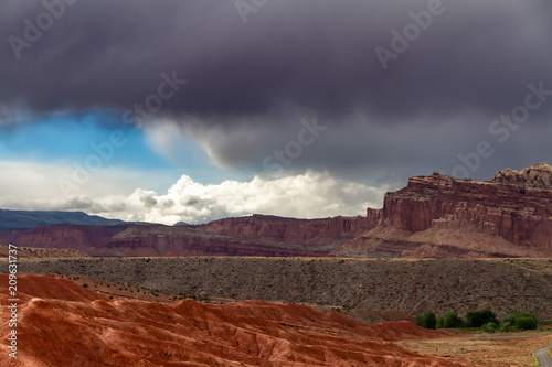 Amazing storm clouds over Capitol Reef National Parkin Utah, USA.