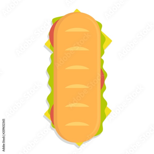 Sandwich top icon, flat style. Stock vector illustration
