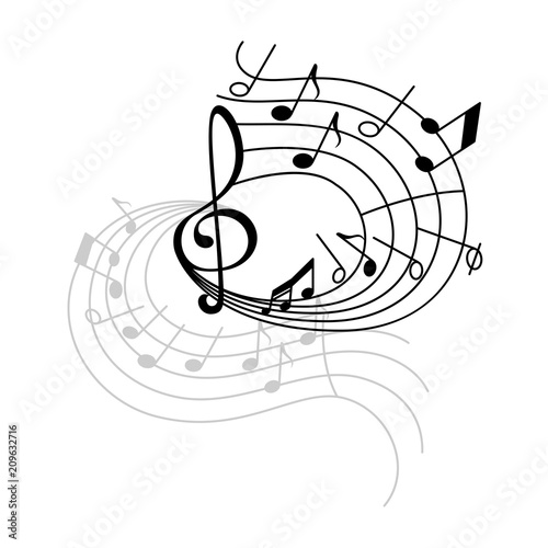 Photography Music note and treble clef on swirling stave icon
