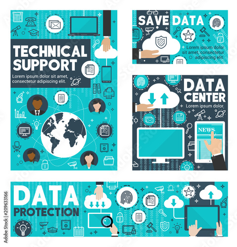 Cloud data storage and technical support banner