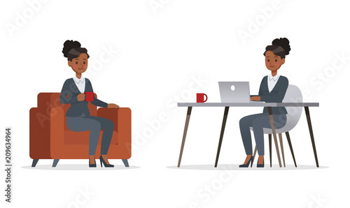 businesswoman working in office character vector design no.13