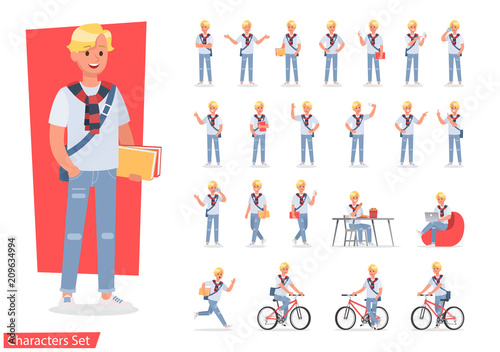 Vector set of students young man character design. no8
